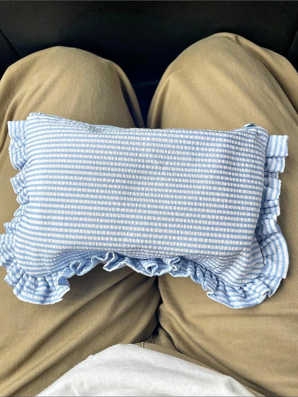 Blue & White Striped Cosmetic Pouch